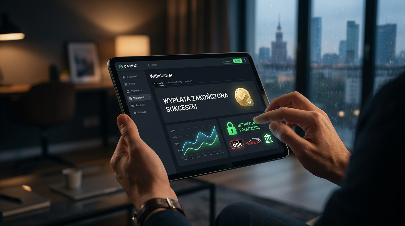 Ekskluzywne wnętrze kasyna z grafikami wypłacalności i wygranych