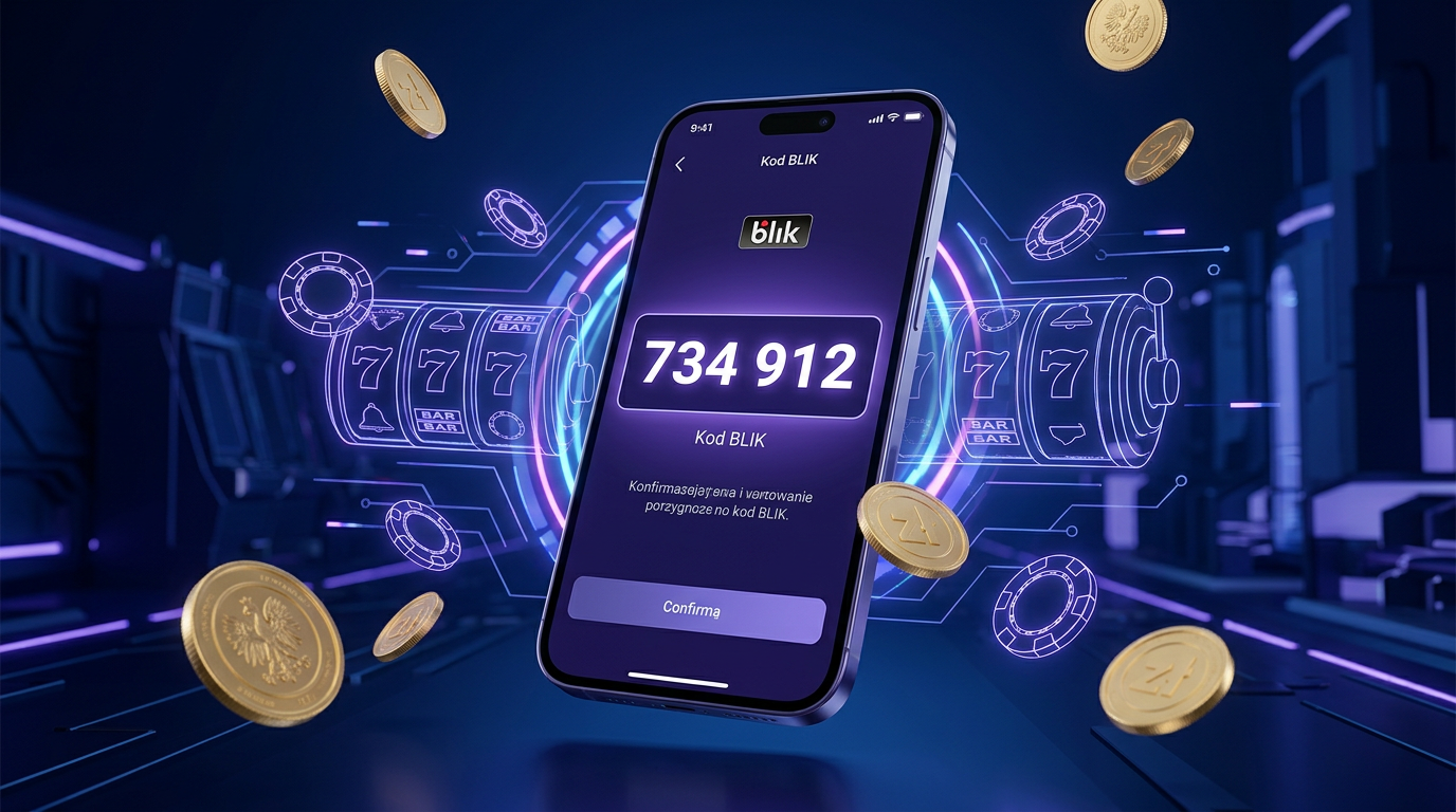 Nowoczesny smartfon wyświetlający kod BLIK w kontekście kasyna online 2026
